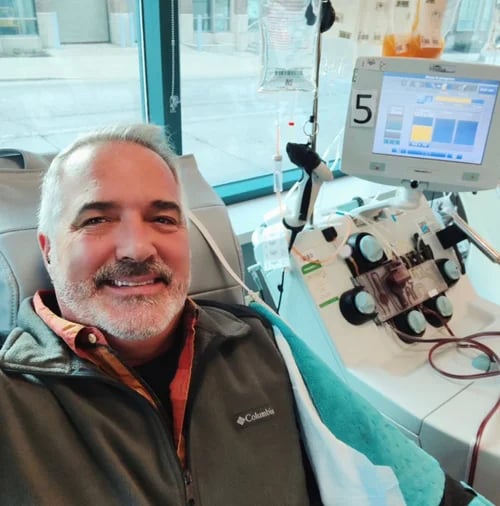 John Norman donating platelets